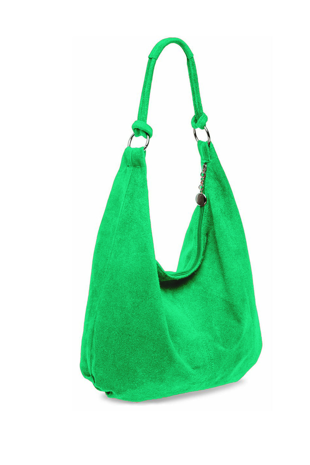 Large Slouch Italian Suede Leather Hobo Tote Bag - Grass Green image