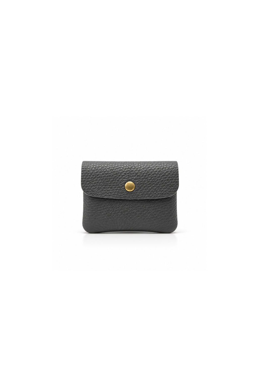 Genuine Italian Leather Compact Coin Purse with Snap Closure - Dark Grey image