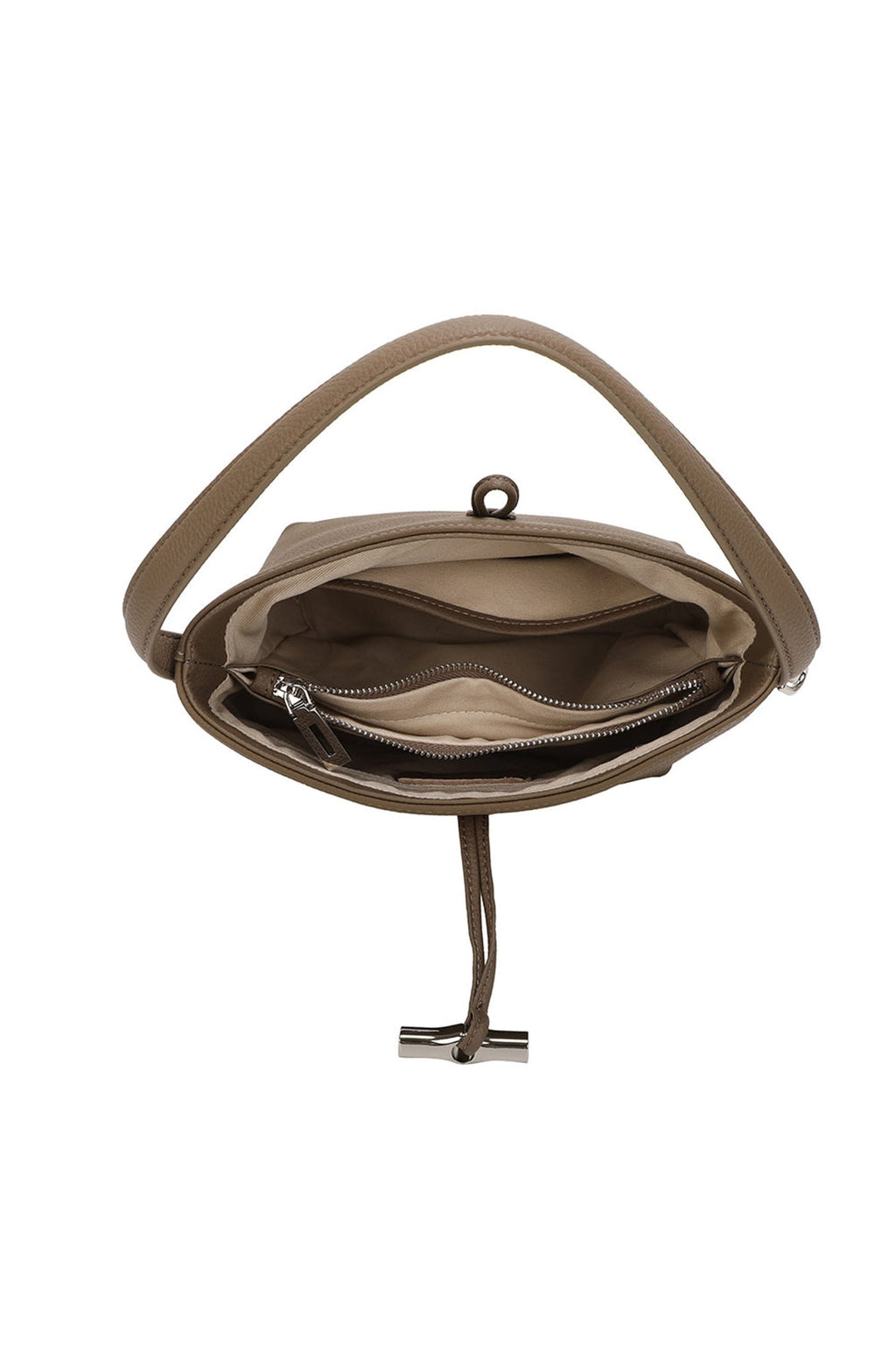 Real Leather Bucket Shoulder Handbag with Toggle Closure image 4