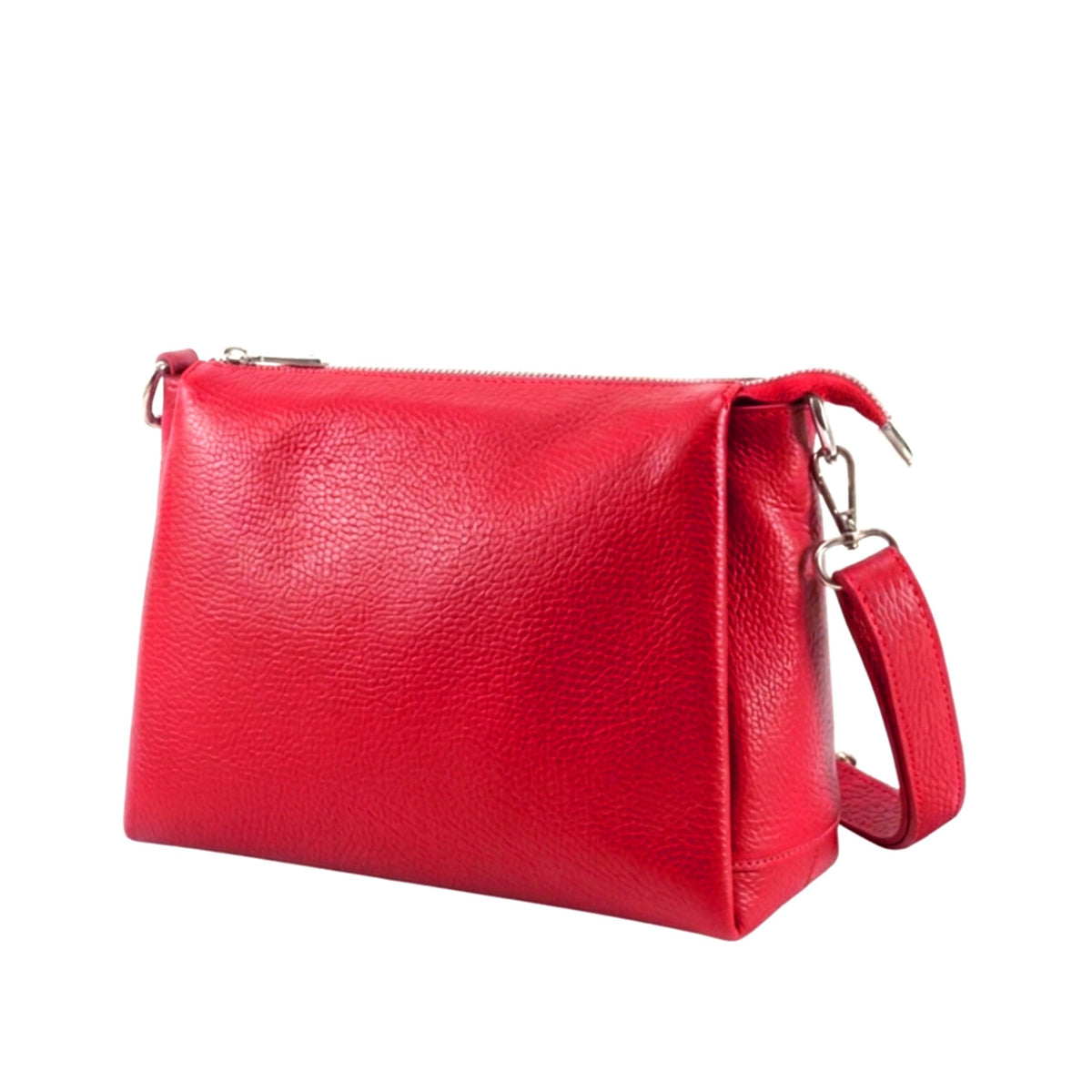 Genuine Leather Multi-Compartment Small Shoulder Handbag - RED image