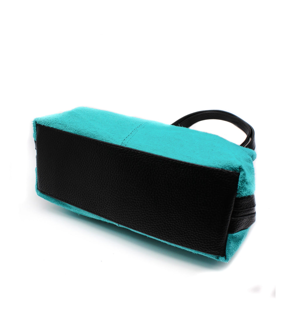 Real Italian Suede Vivid Colours Small 3 Compartments Tote Bag Stylish Shoulder Handbag image 1