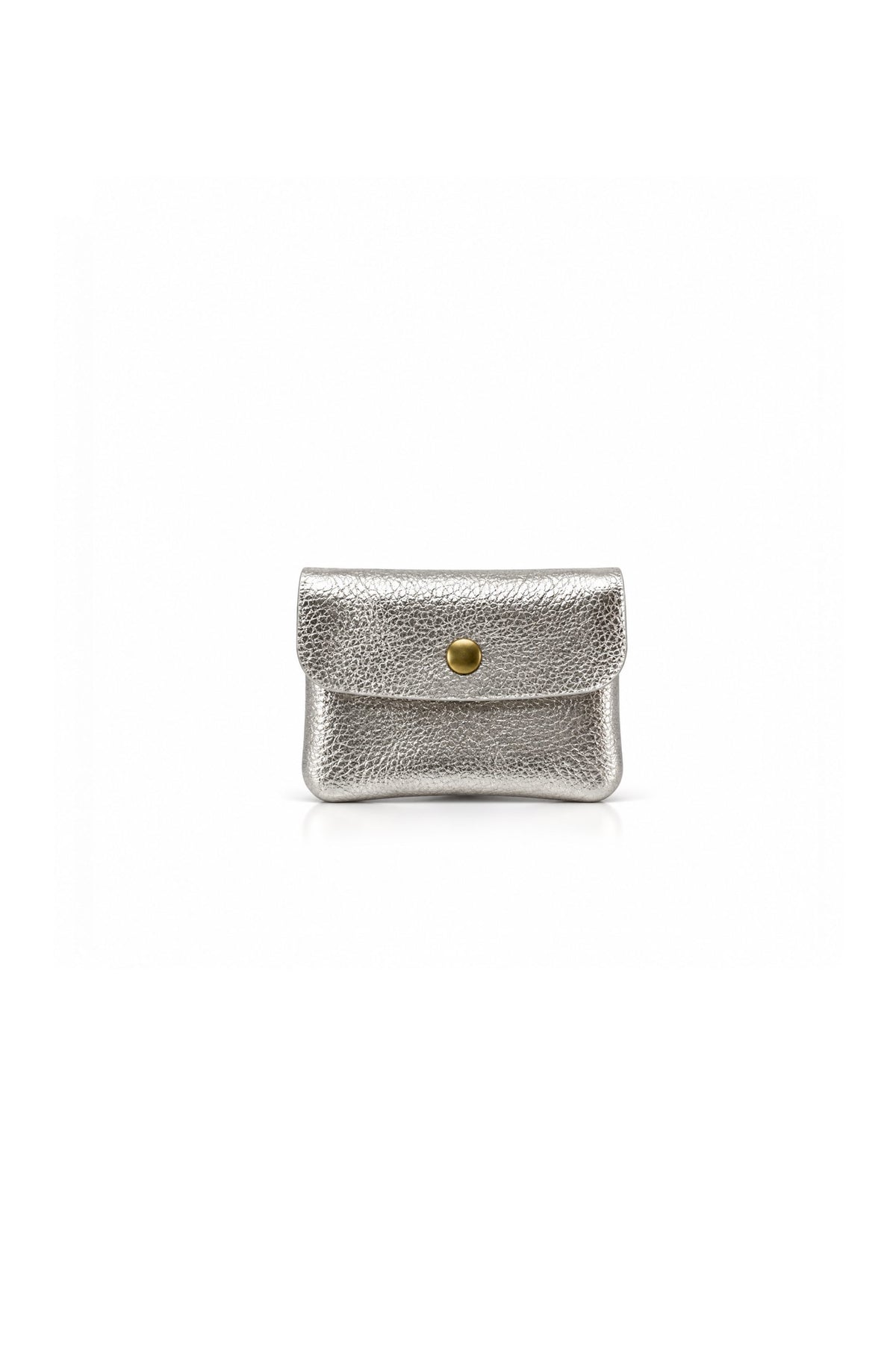 Genuine Italian Leather Compact Coin Purse with Snap Closure - Bronze Metallic image