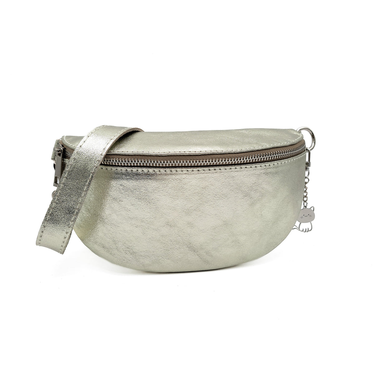 Italian Real Leather Bum Bag Style Crossbody Bag - GOLD image