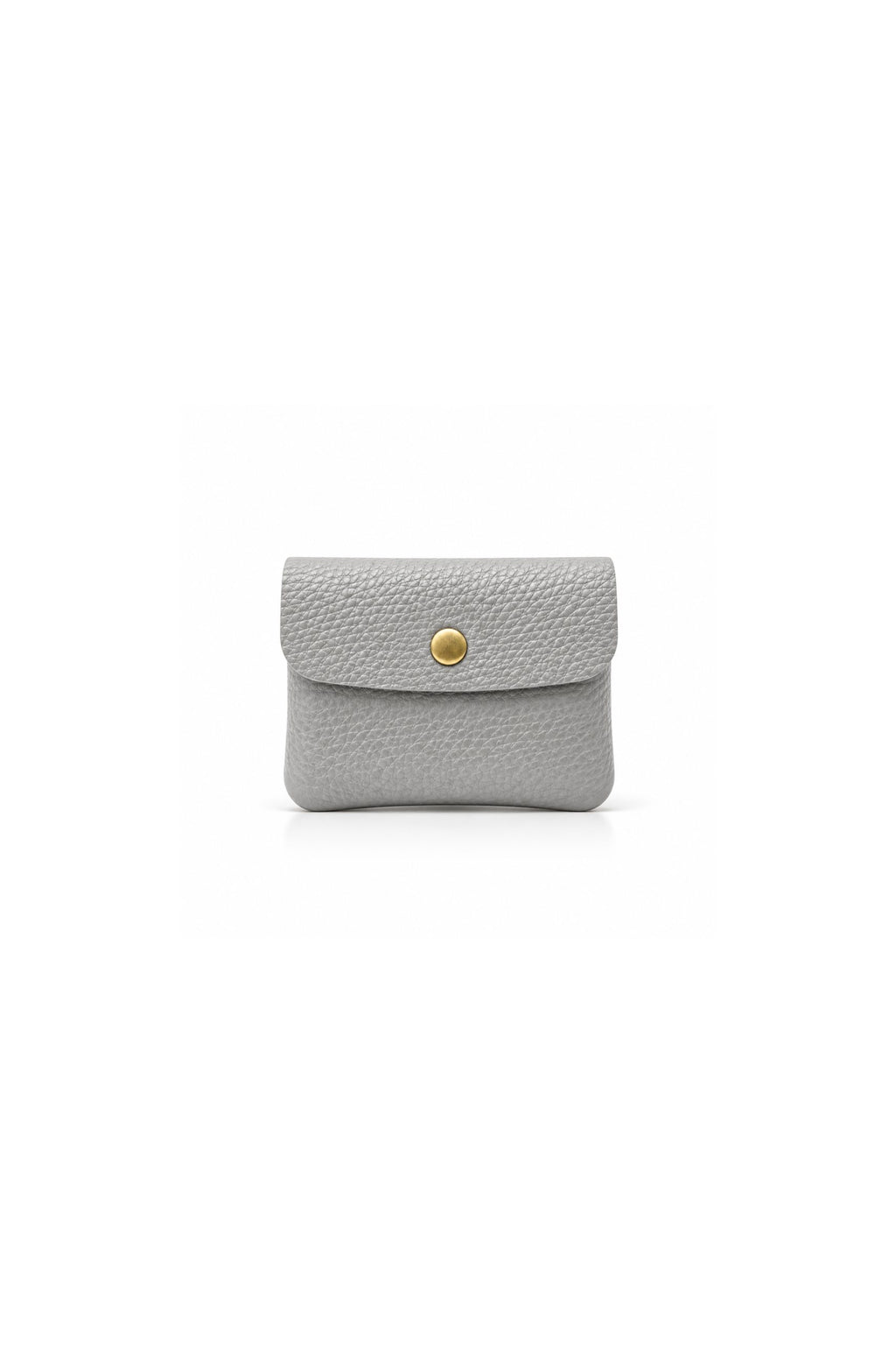 Genuine Italian Leather Compact Coin Purse with Snap Closure - Light Grey image