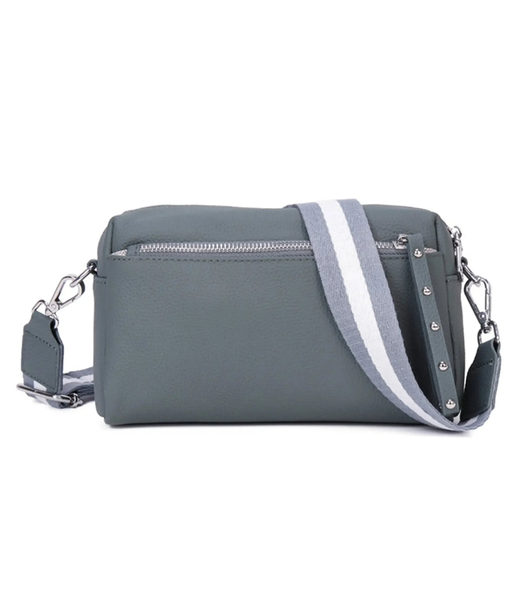 Metal Accents Genuine Leather Rectangular Crossbody Bag image 3