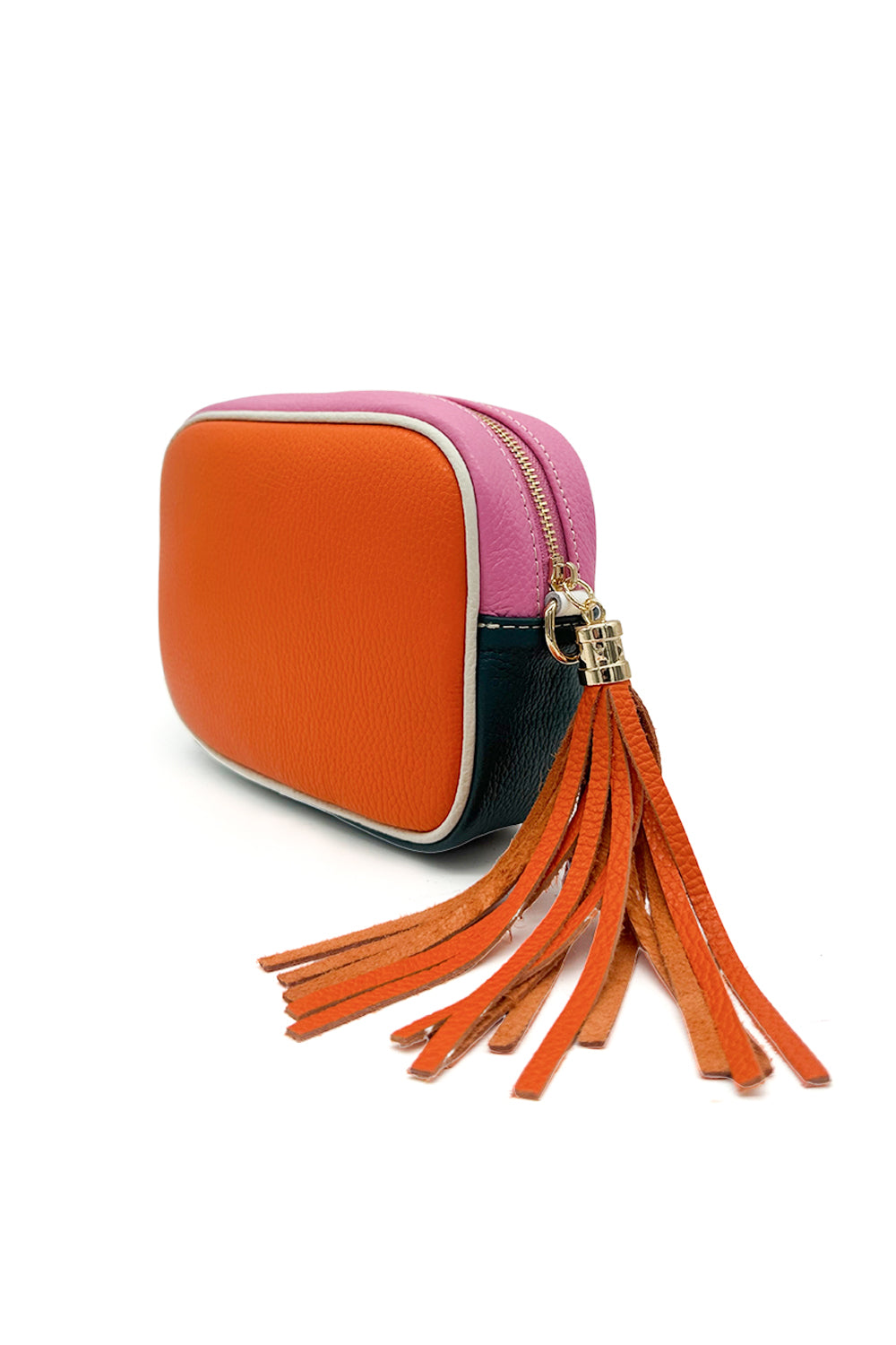 Italian Leather Colorblock Crossbody Camera Bag with Tassel image 6
