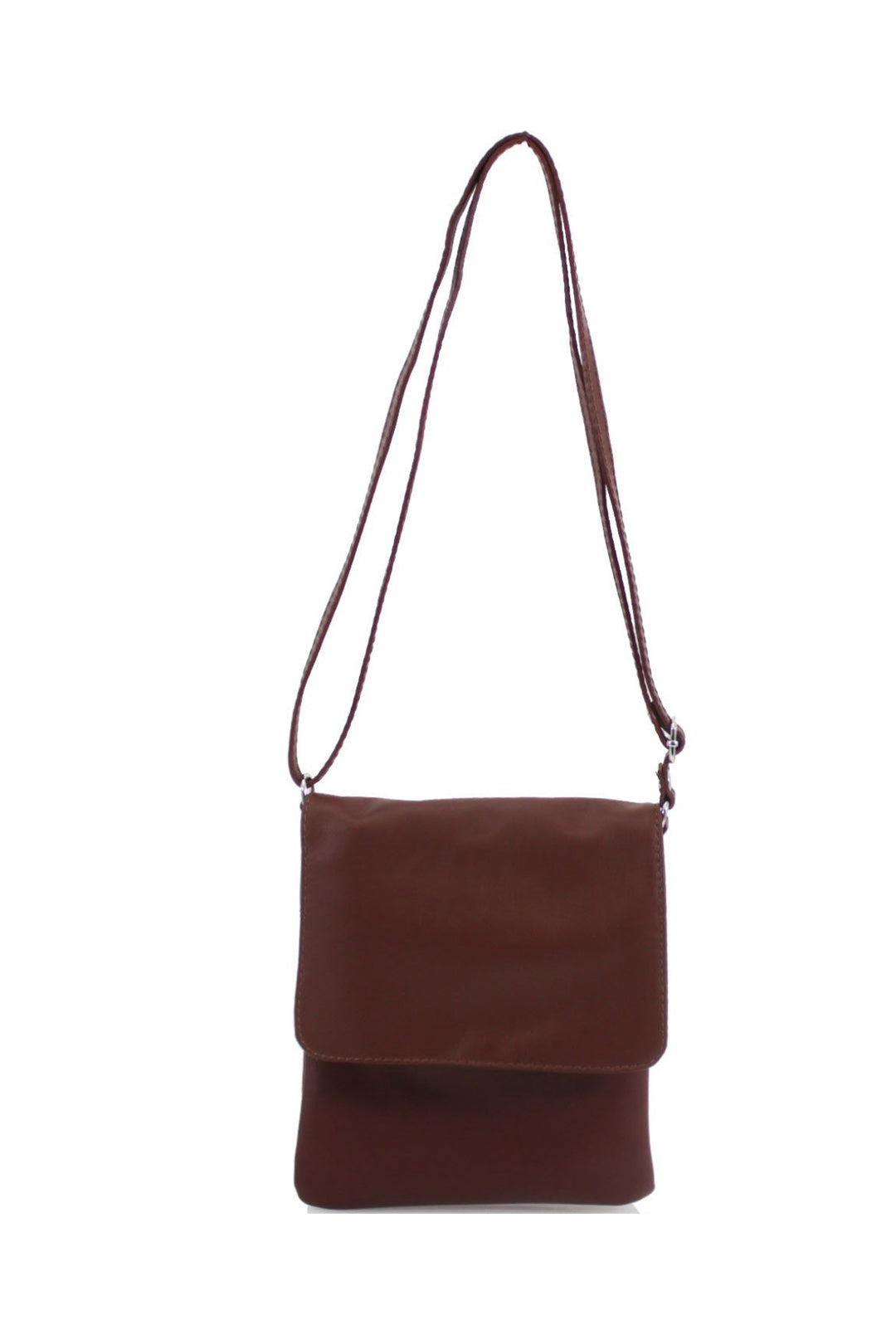 Stylish Flap Small Genuine Italian Leather Crossbody Bag - Brown image