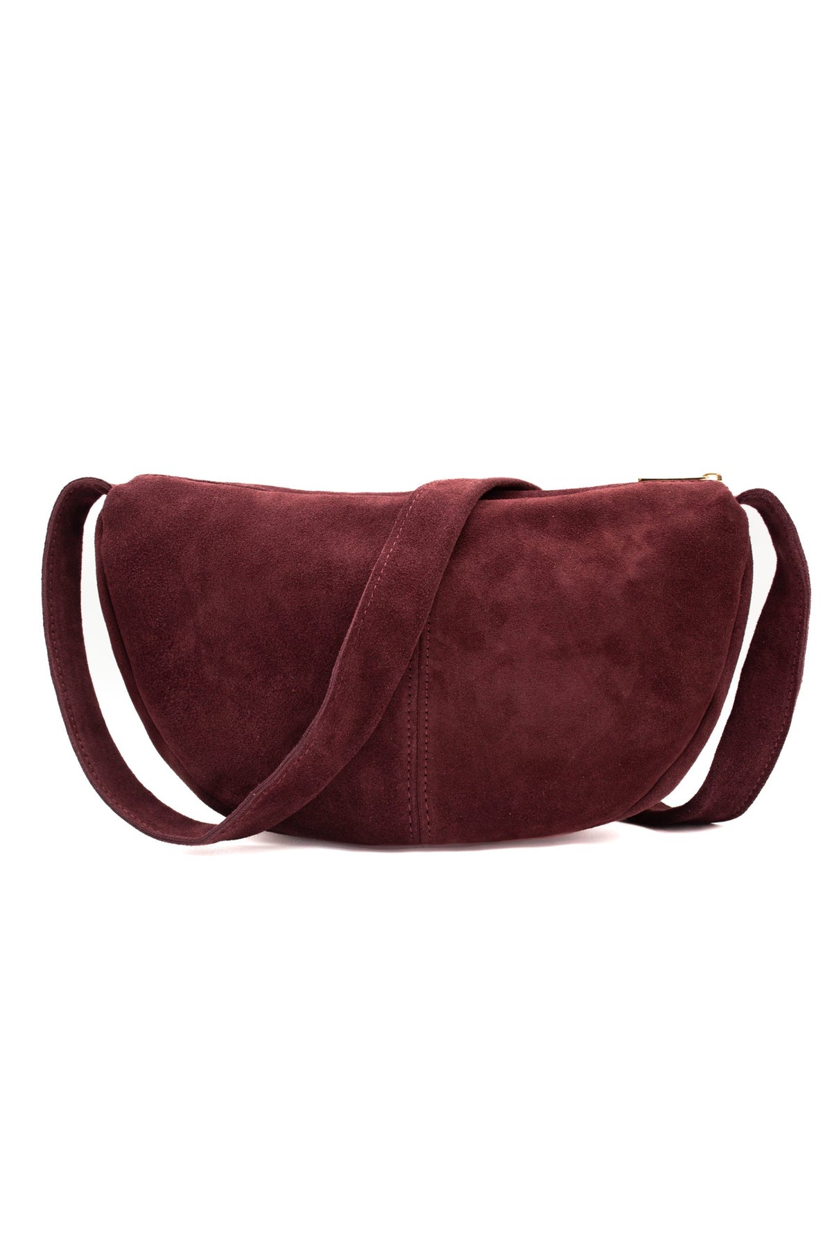 Italian Fashion Suede Leather Shopper Tote Shoulder Bag - BURGUNDY image
