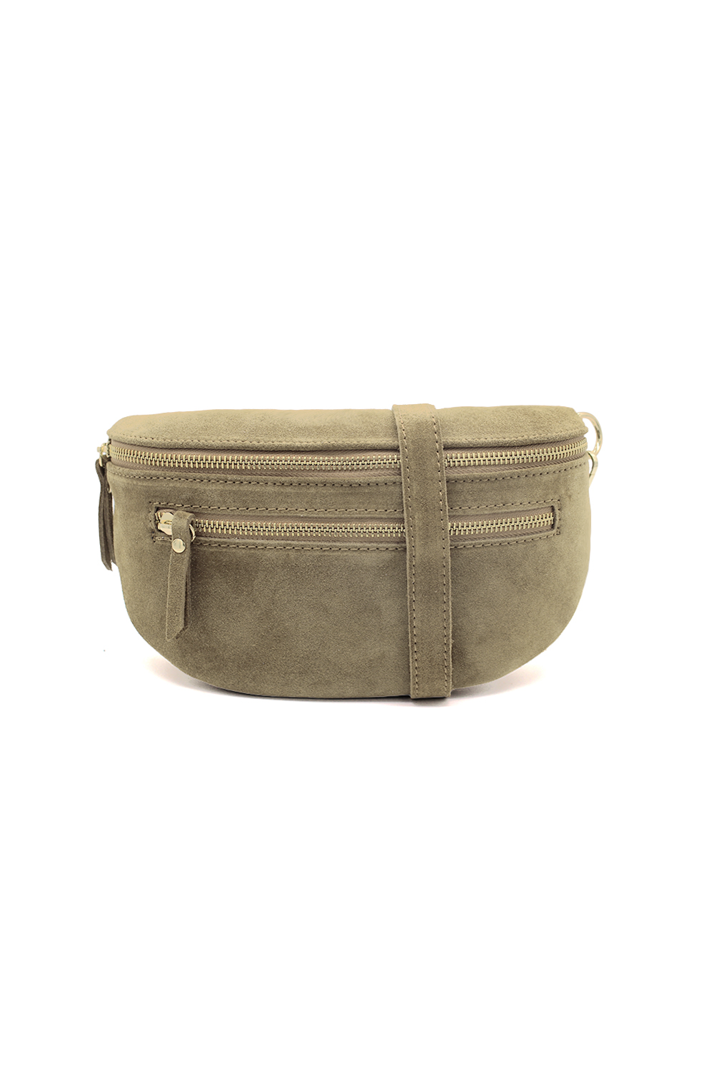 Genuine Italian Suede Sling Crossbody Bag with Dual Zipper Compartments image 13
