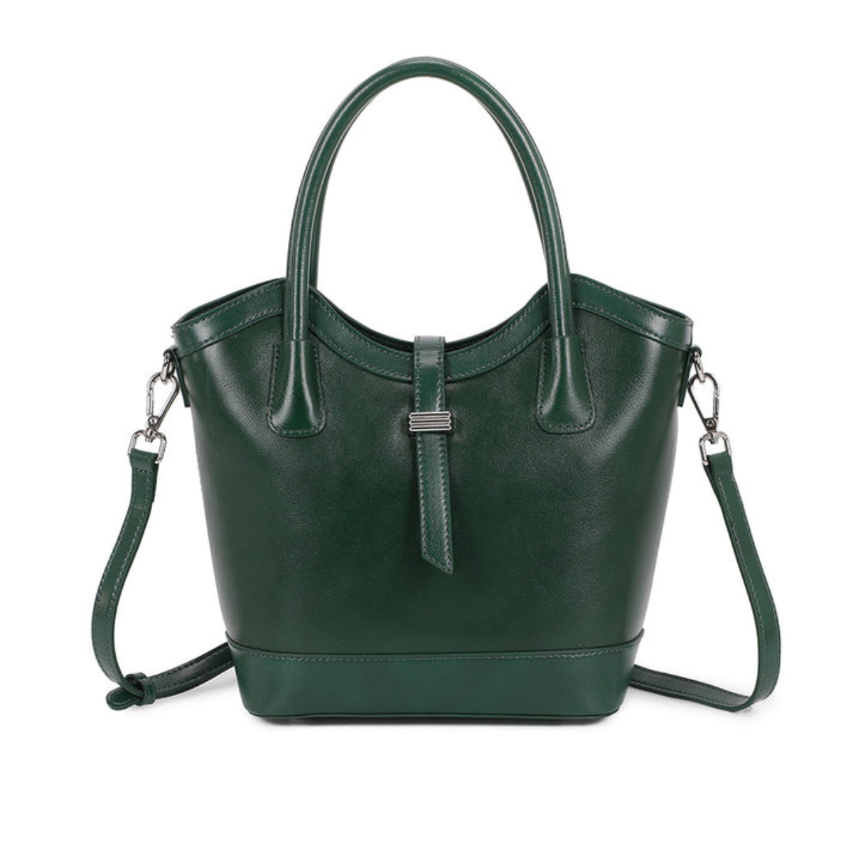 Versatile  Structured Design Genuine Leather Handbag image 0