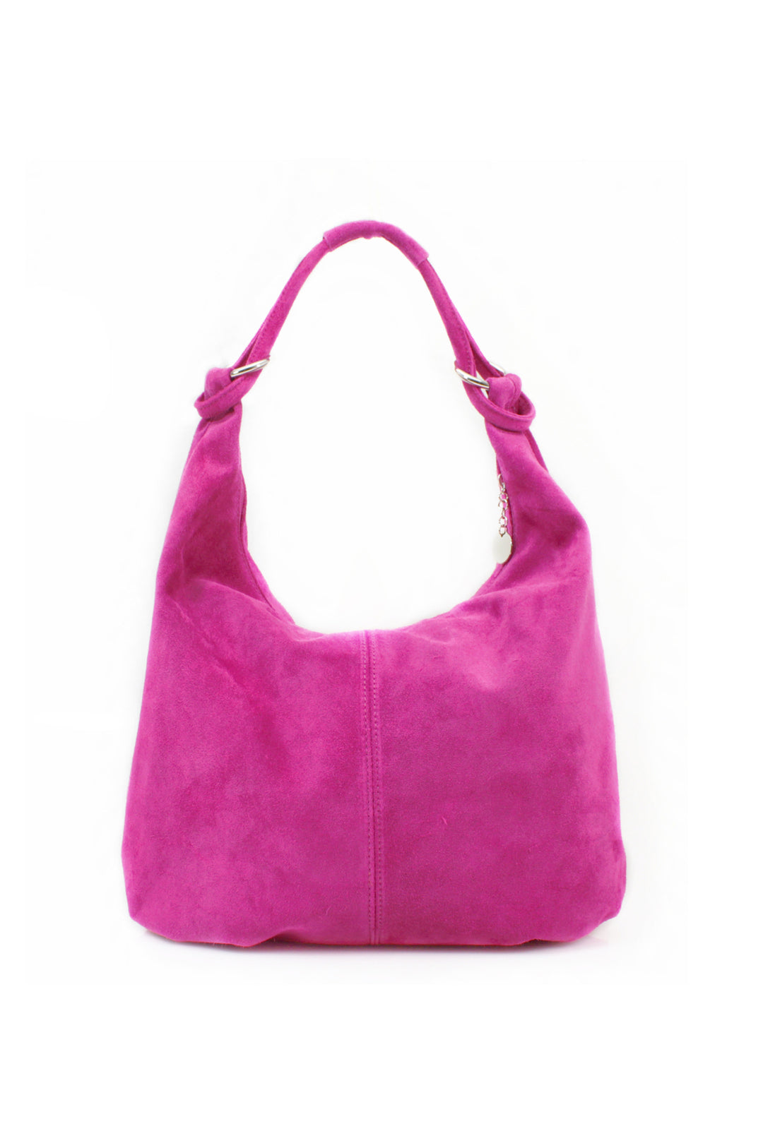 Large Slouch Italian Suede Leather Hobo Tote Bag - Fuchsia image