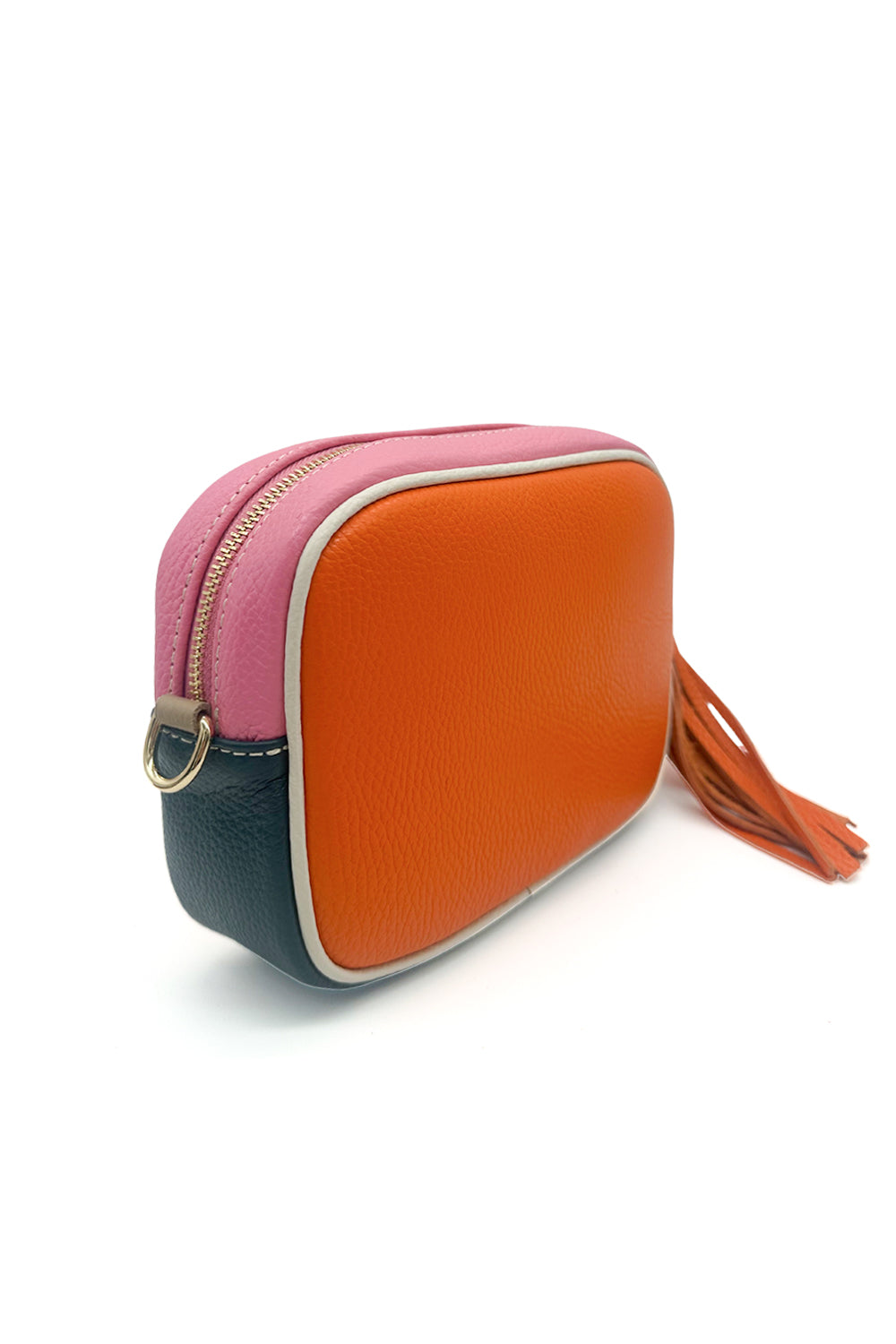 Italian Leather Colorblock Crossbody Camera Bag with Tassel image 5
