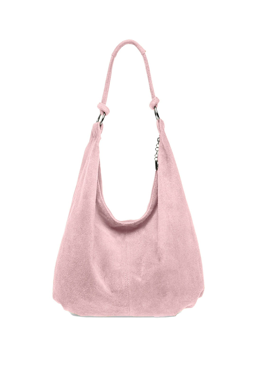 Large Slouch Italian Suede Leather Hobo Tote Bag - Pink image