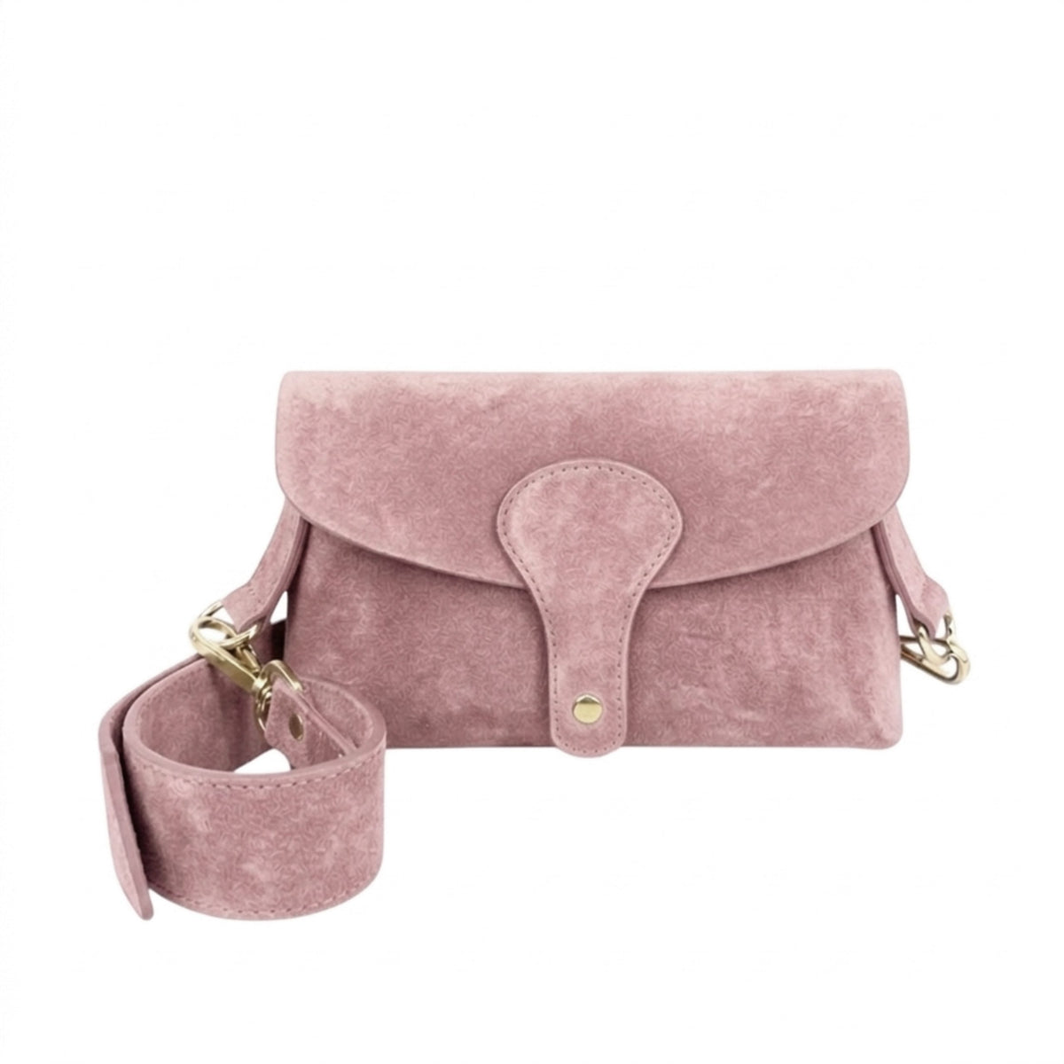 Suede Leather Magnetic Flap Small Crossbody Shoulder Bag - PINK image