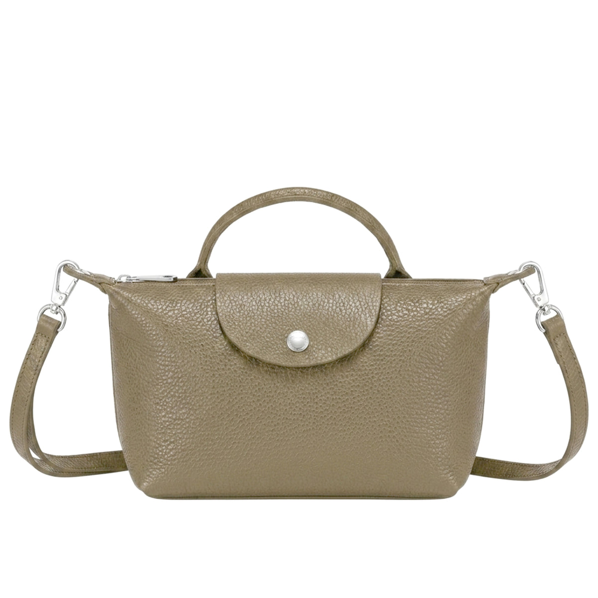 Italian Leather Top Handle Mini Crossbody Shoulder Handbag - KHAKI image