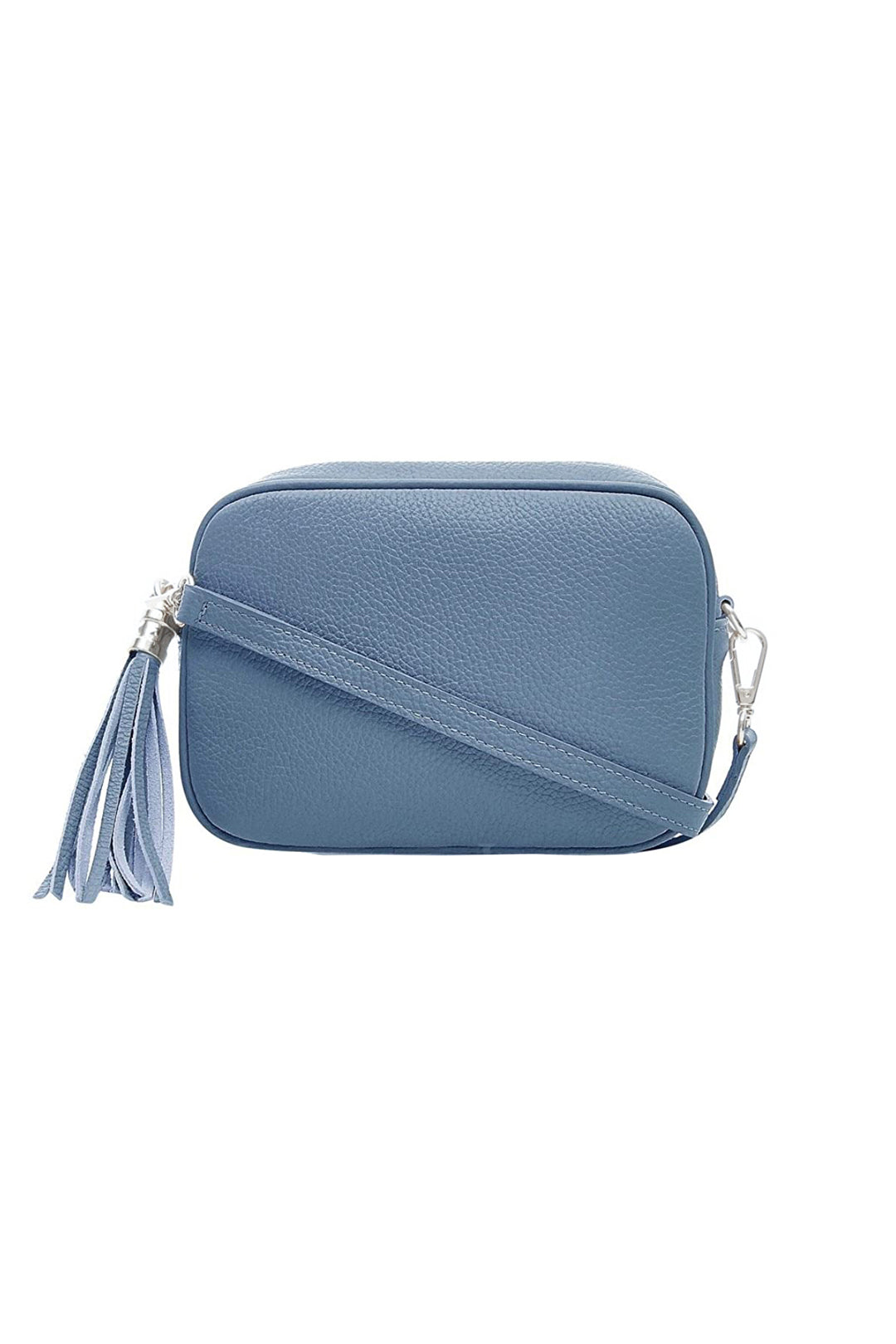 Tassel Charm Genuine Italian Leather Camera Handbag Crossbody Bag - Blue image