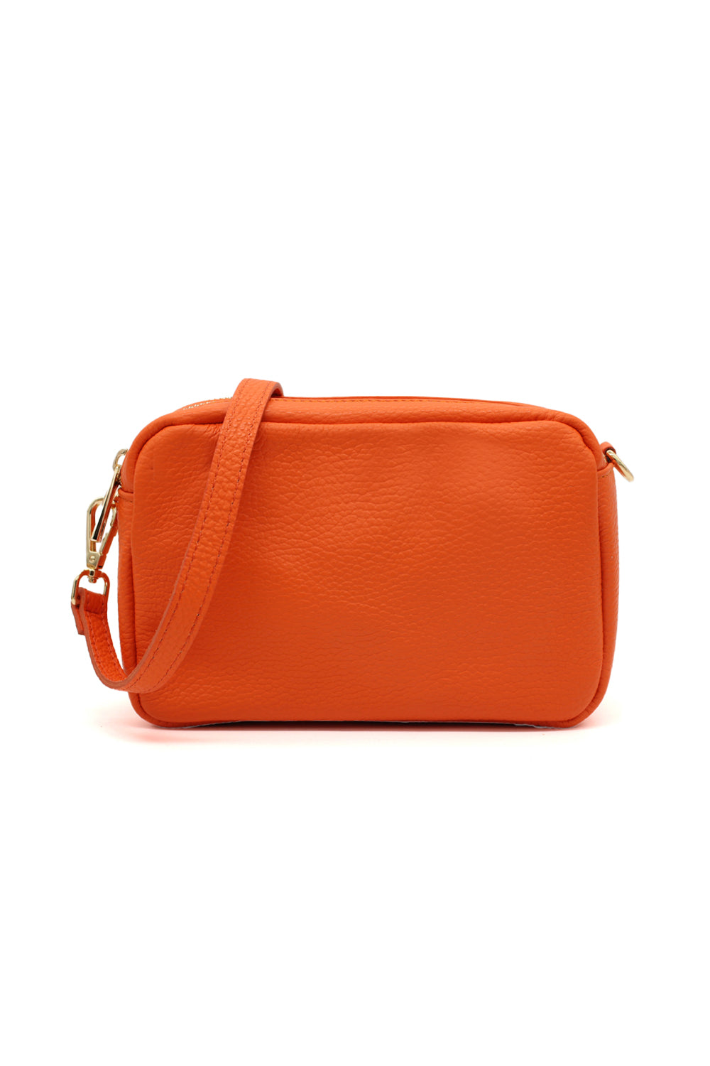 Italian Genuine Leather Crossbody Bag with Double Zipper Compartments - Orange image
