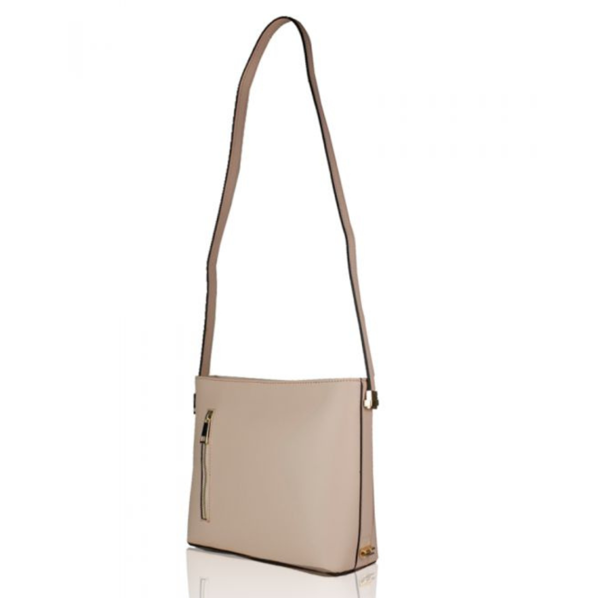 Sleek Design Minimalist Genuine Leather Crossbody Bag - PALE PINK image
