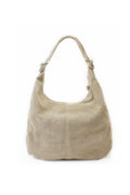 Large Slouch Italian Suede Leather Hobo Tote Bag - Beige image
