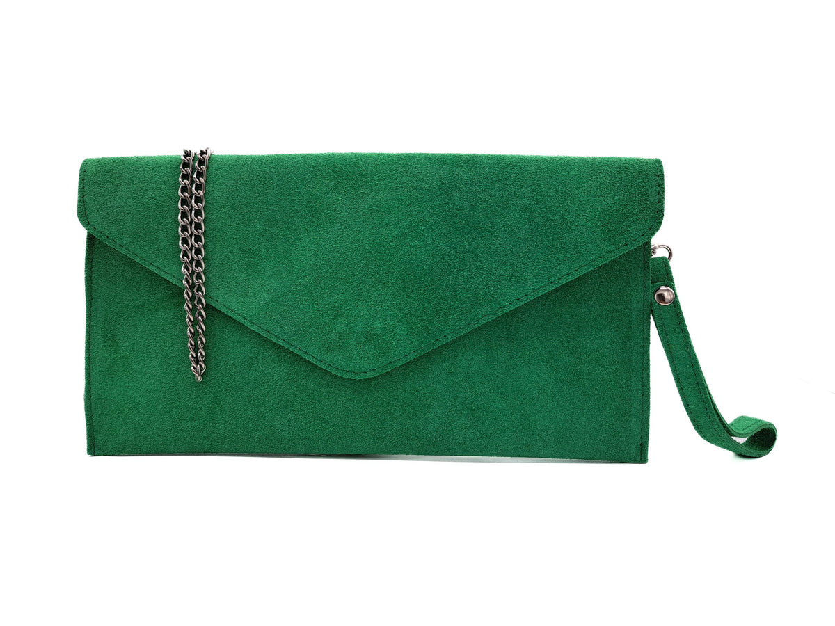 Genuine Italian Suede Envelope Style Cluth Bag Purse Flat Messenger Handbag image 0