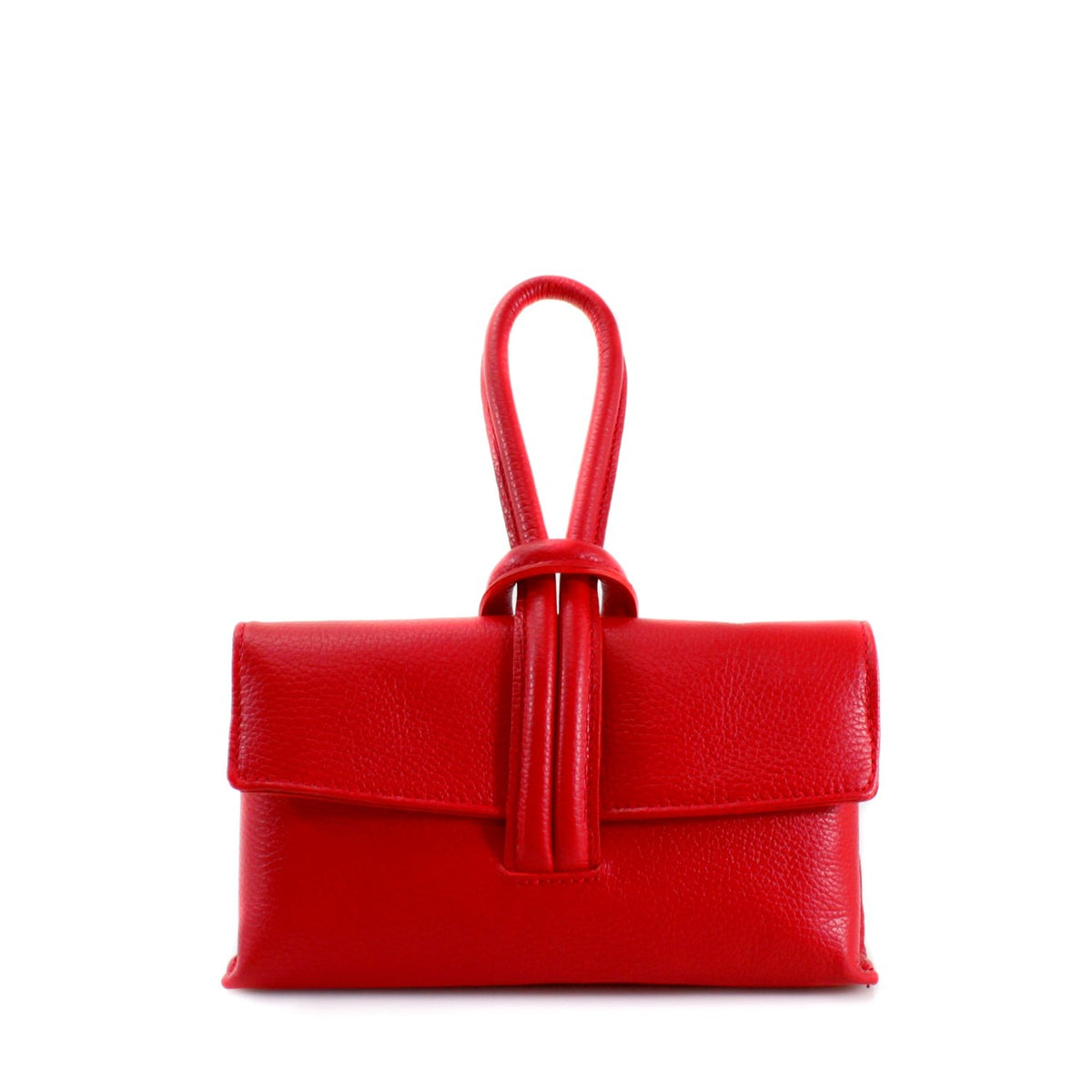 Genuine Italian Leather Small Clutch Crossbody Bag - Red image