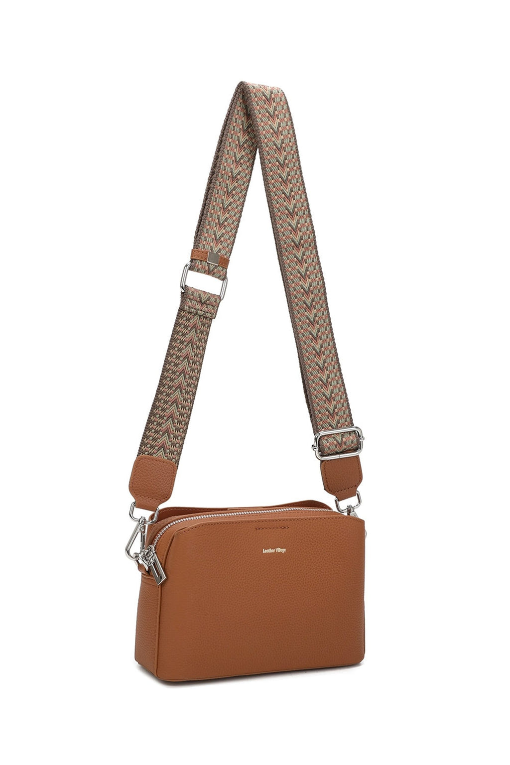 Real Leather Compact Crossbody Wide Strap Shoulder Bag image 0