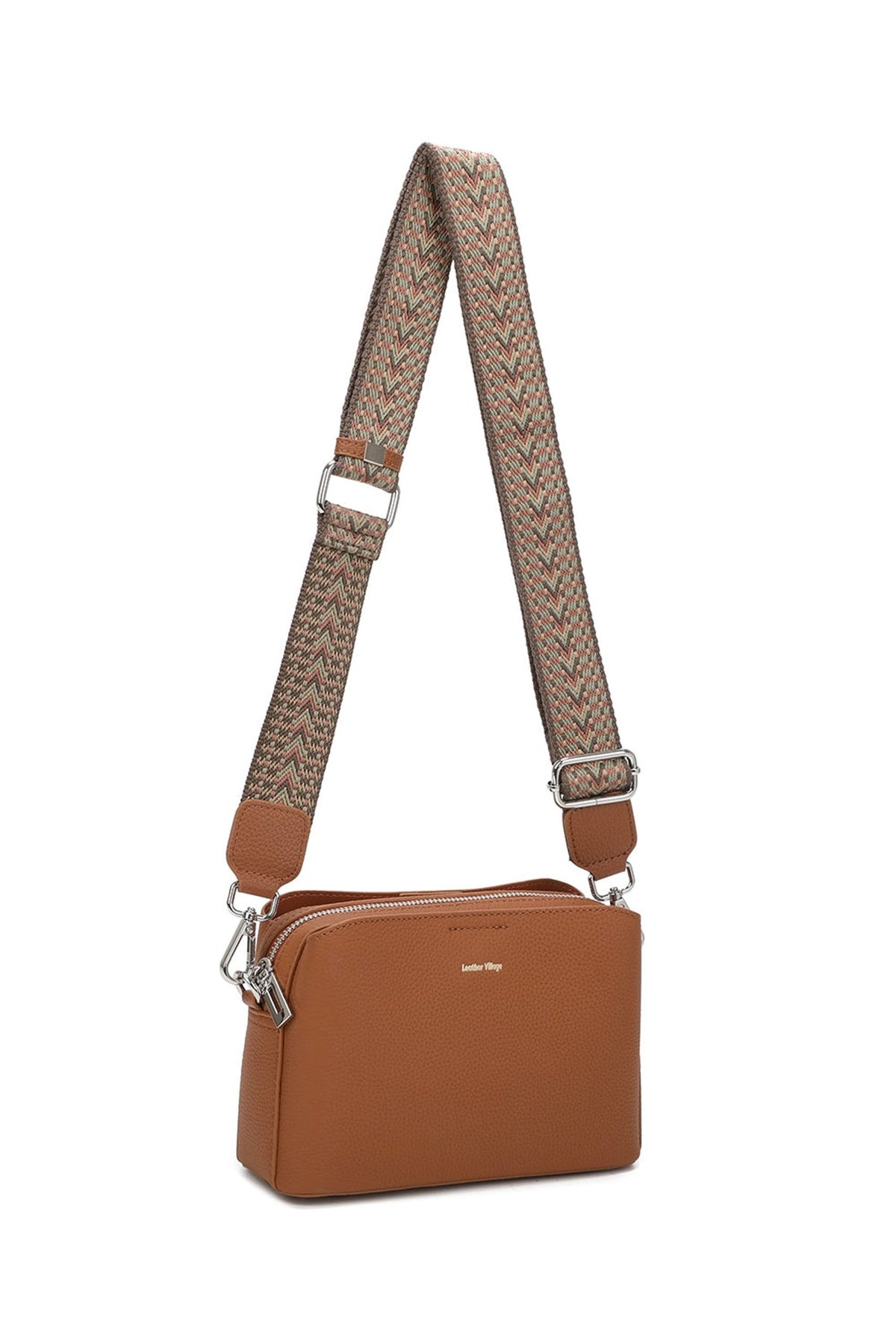 Real Leather Compact Crossbody Wide Strap Shoulder Bag image 0