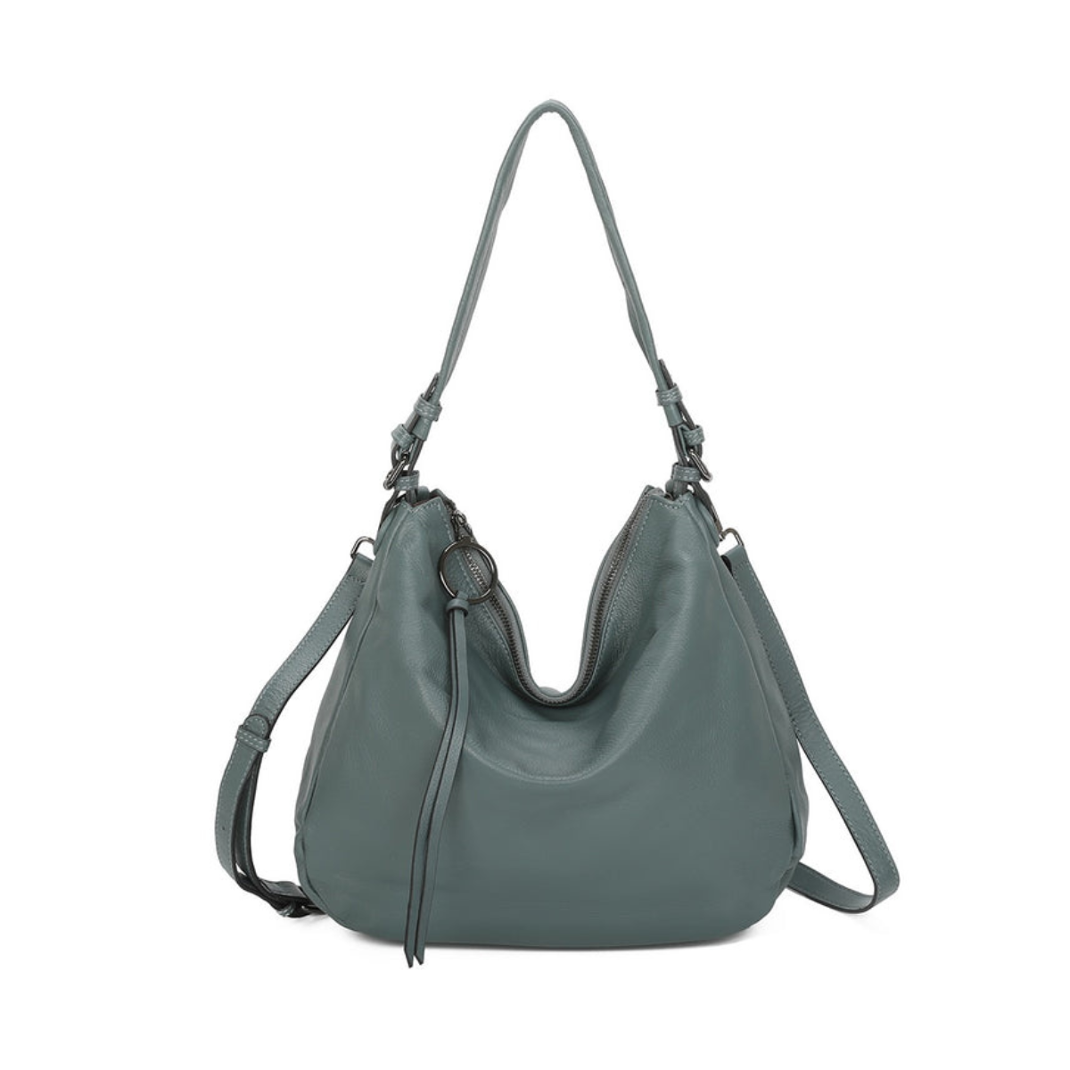Soft Design Spacious Genuine Leather Shoulder Bag - DENIM BLUE image