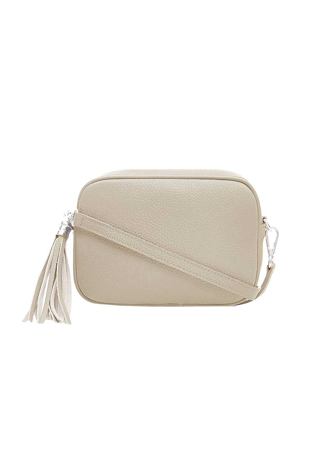 Tassel Charm Genuine Italian Leather Camera Handbag Crossbody Bag - Khaki image