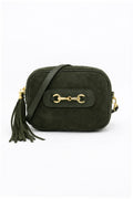 Italian Genuine Suede Crossbody Bag with Horsebit Detail image 8