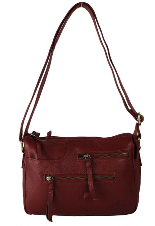 Double Front Zipper Compact Genuine Leather Shoulder Bag image 0