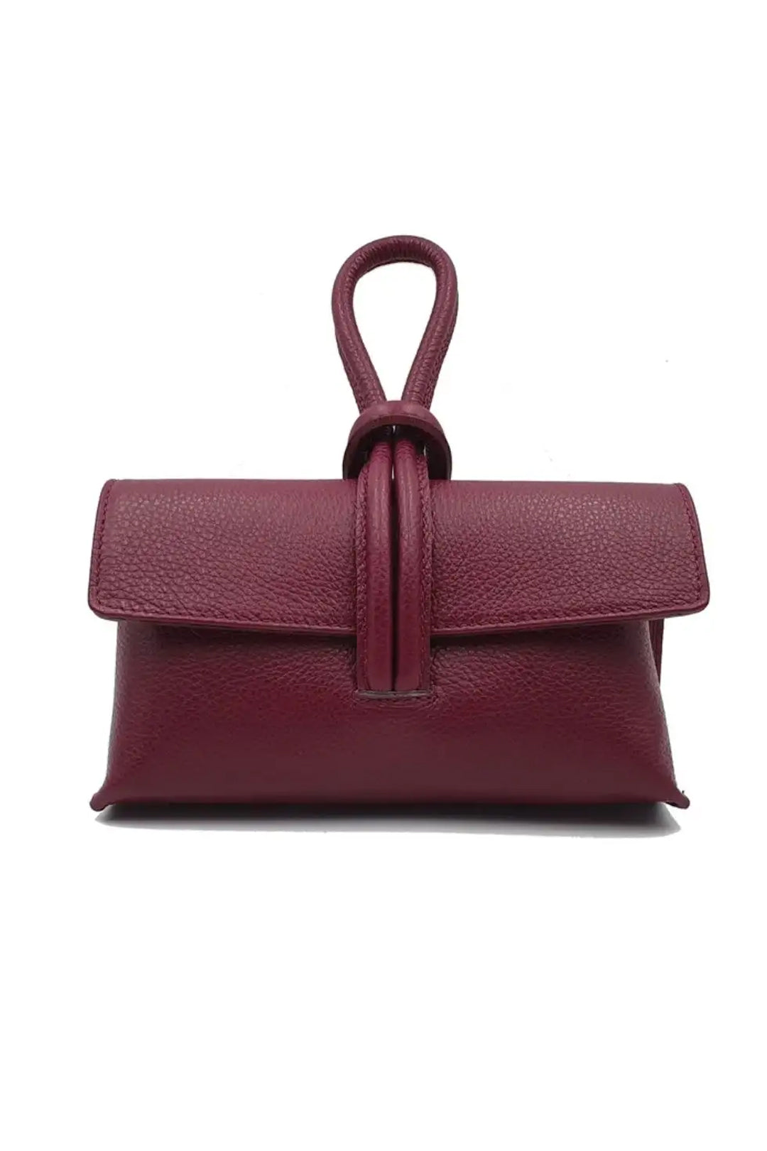 Genuine Italian Leather Small Clutch Crossbody Bag - Burgundy image