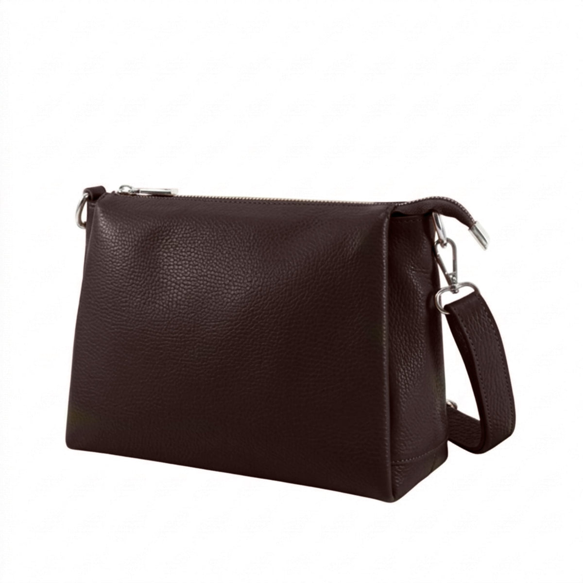 Genuine Leather Multi-Compartment Small Shoulder Handbag - COFFEE image