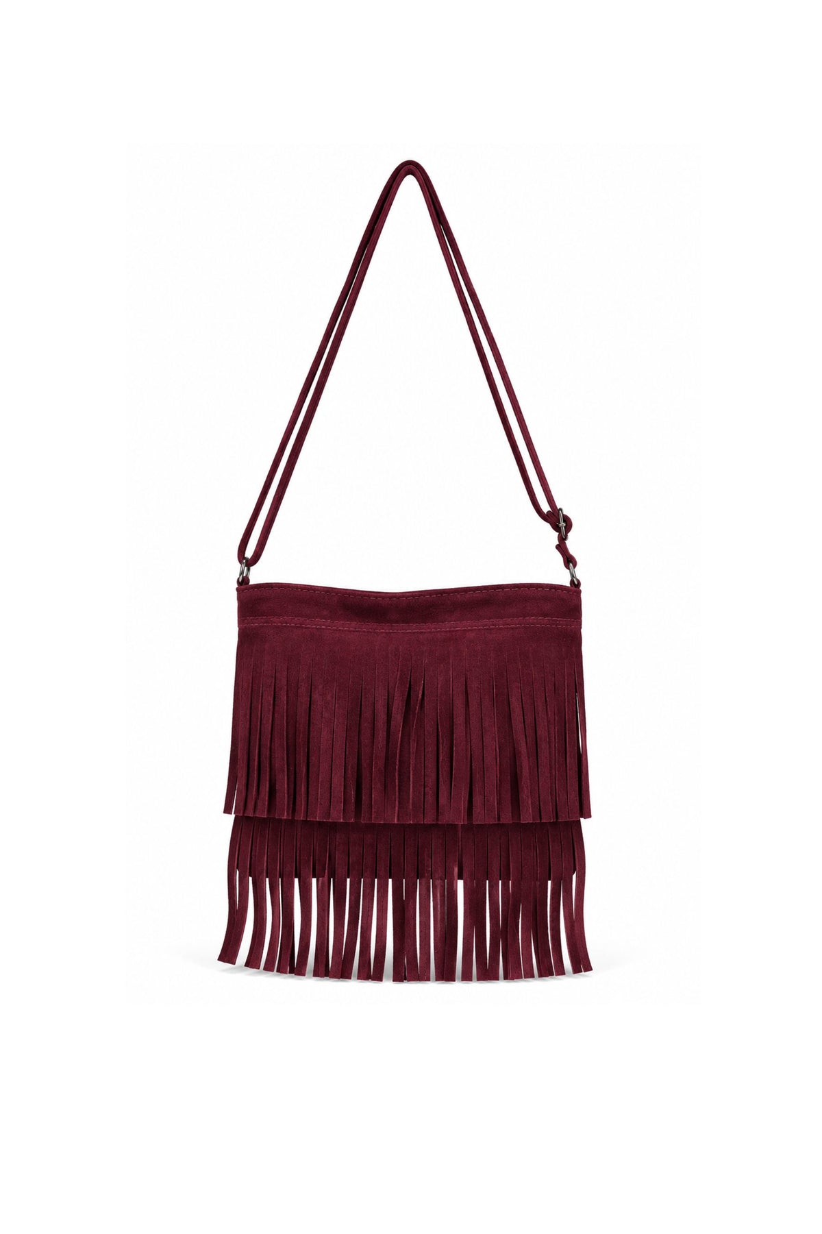 Genuine Italian Suede Fringe Crossbody Bag with Adjustable Strap image 5