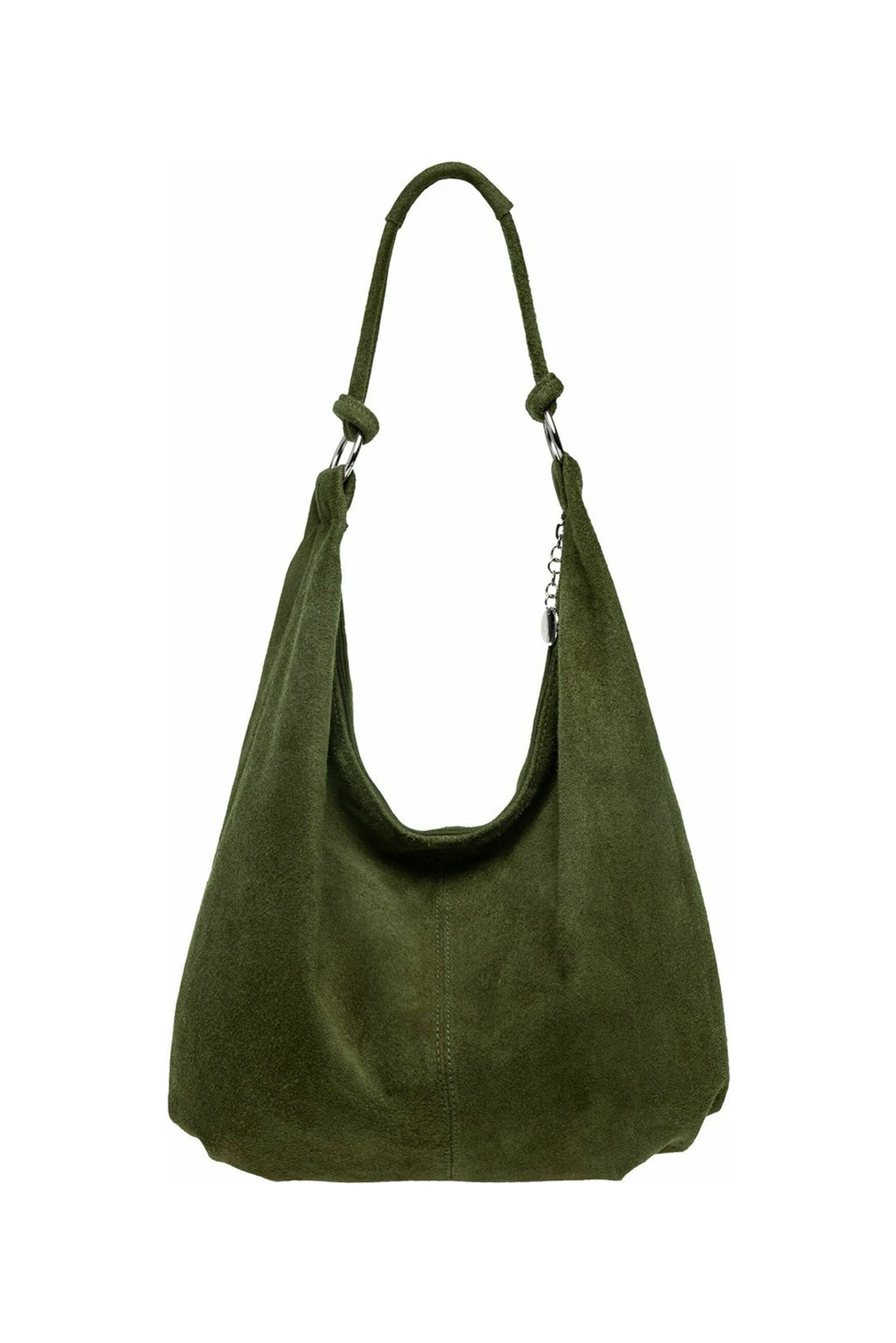 Large Slouch Italian Suede Leather Hobo Tote Bag - Dark Green image