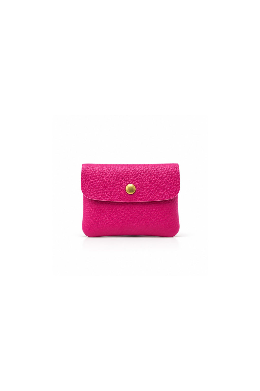 Genuine Italian Leather Compact Coin Purse with Snap Closure - Fuchsia image