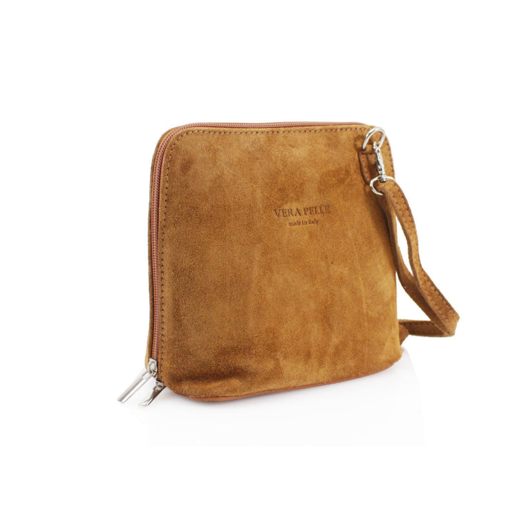 Small Genuine Italian Suede Leather Zip Around Crossbody Bag image 1