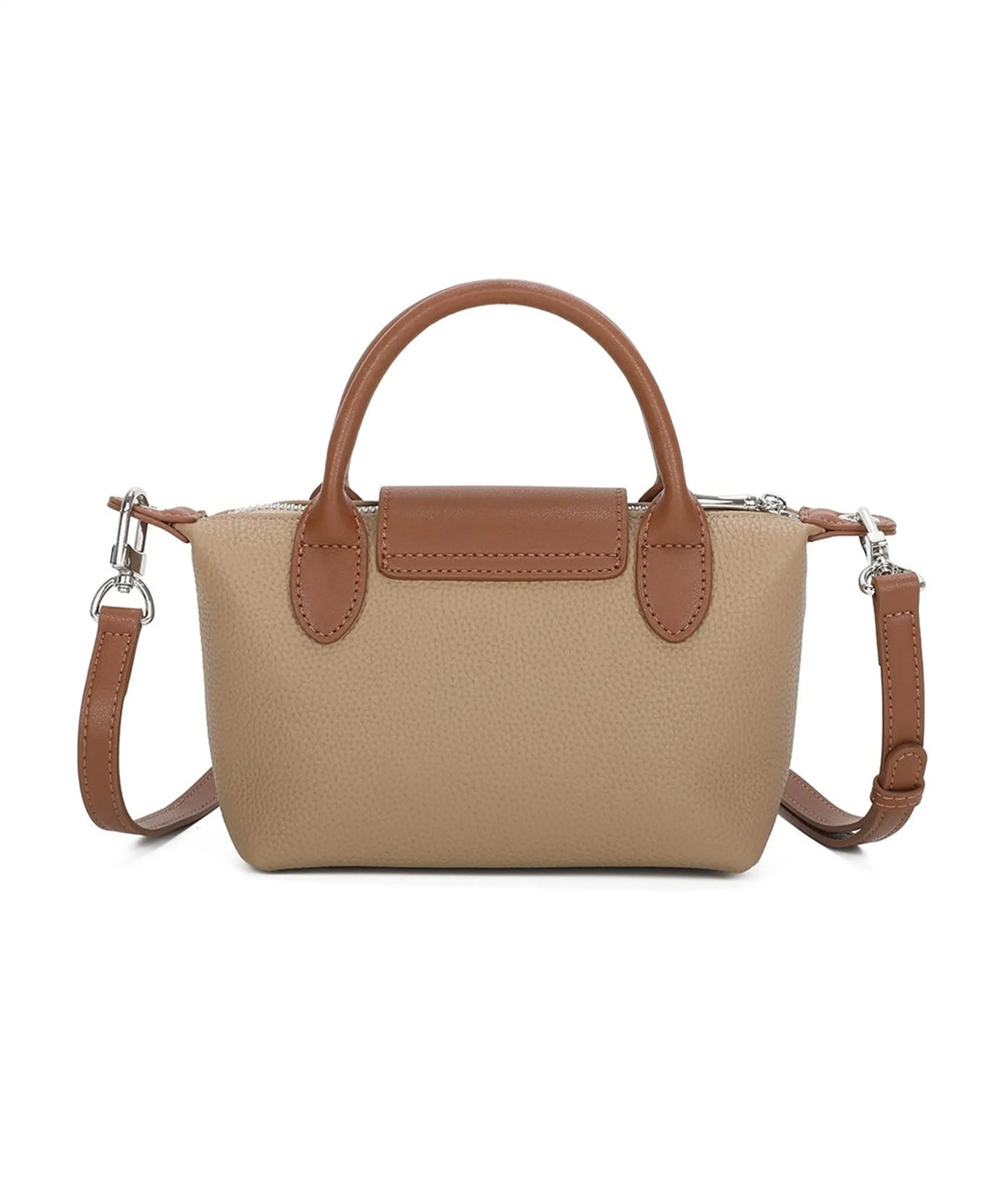 Dual-Tone Design Compact Genuine Leather Handbag image 3