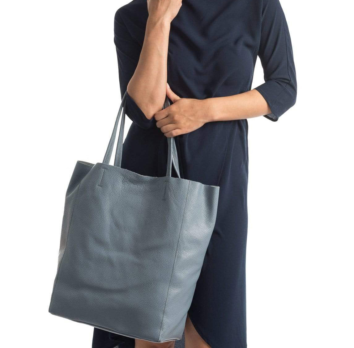 Soft Slouch Genuine Italian Leather Large Shopper Tie Closure Style Tote Handbag image 1