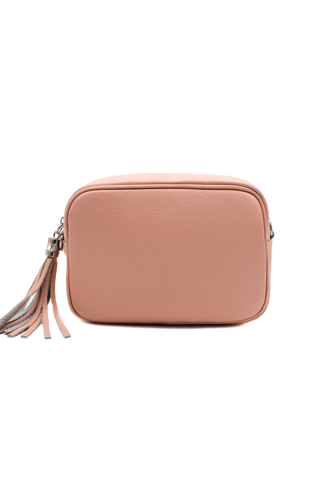 Tassel Charm Genuine Italian Leather Camera Handbag Crossbody Bag - Nude Pink image