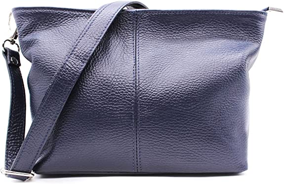Small Genuine Practical Italian Leather Shoulder Messenger Handbag - Navy Blue image