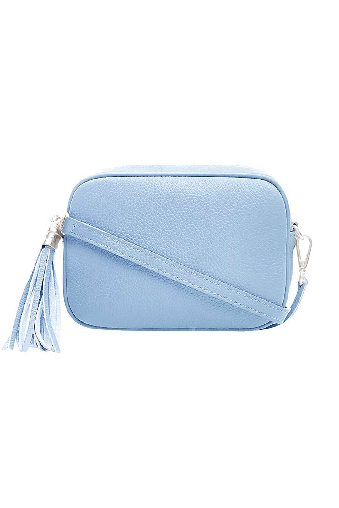 Tassel Charm Genuine Italian Leather Camera Handbag Crossbody Bag - Light Blue image