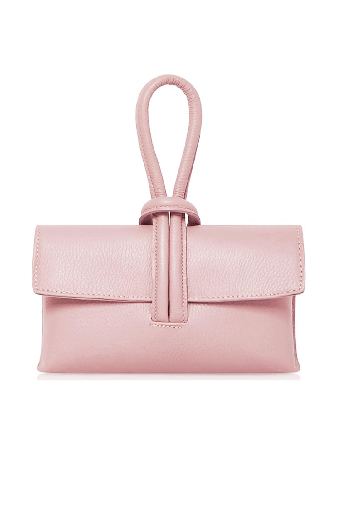 Genuine Italian Leather Small Clutch Crossbody Bag - Pink image