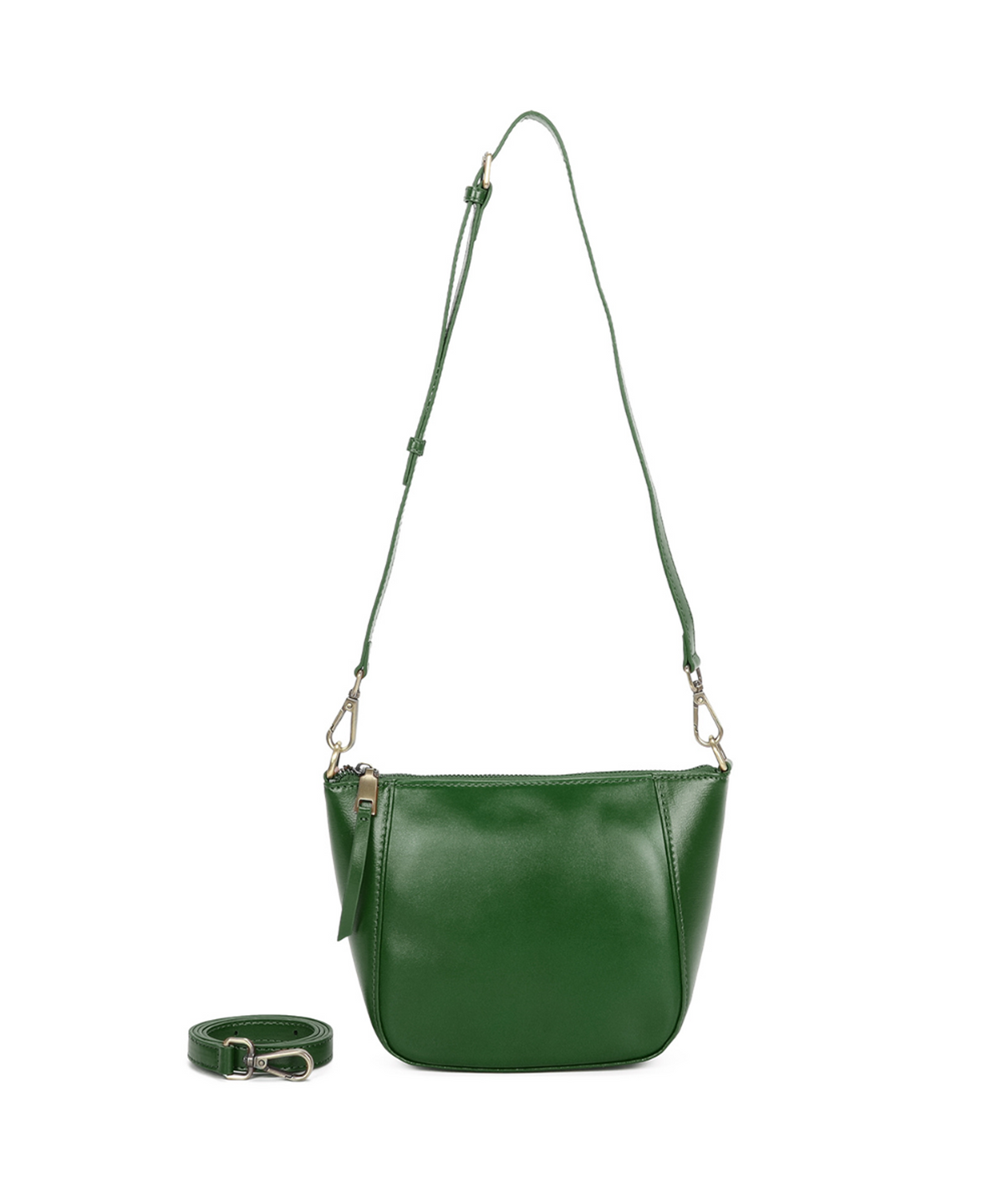 Adjustable Strap Sleek Genuine Leather Crossbody Bag - EMERALD image