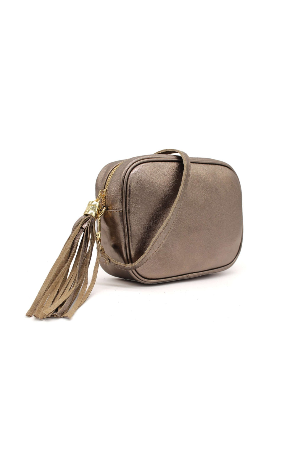Italian Genuine Leather Crossbody Bag with Tassel Zipper image 9