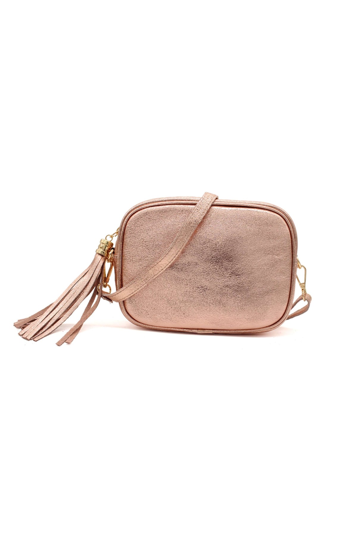 Italian Genuine Leather Crossbody Bag with Tassel Zipper image 4
