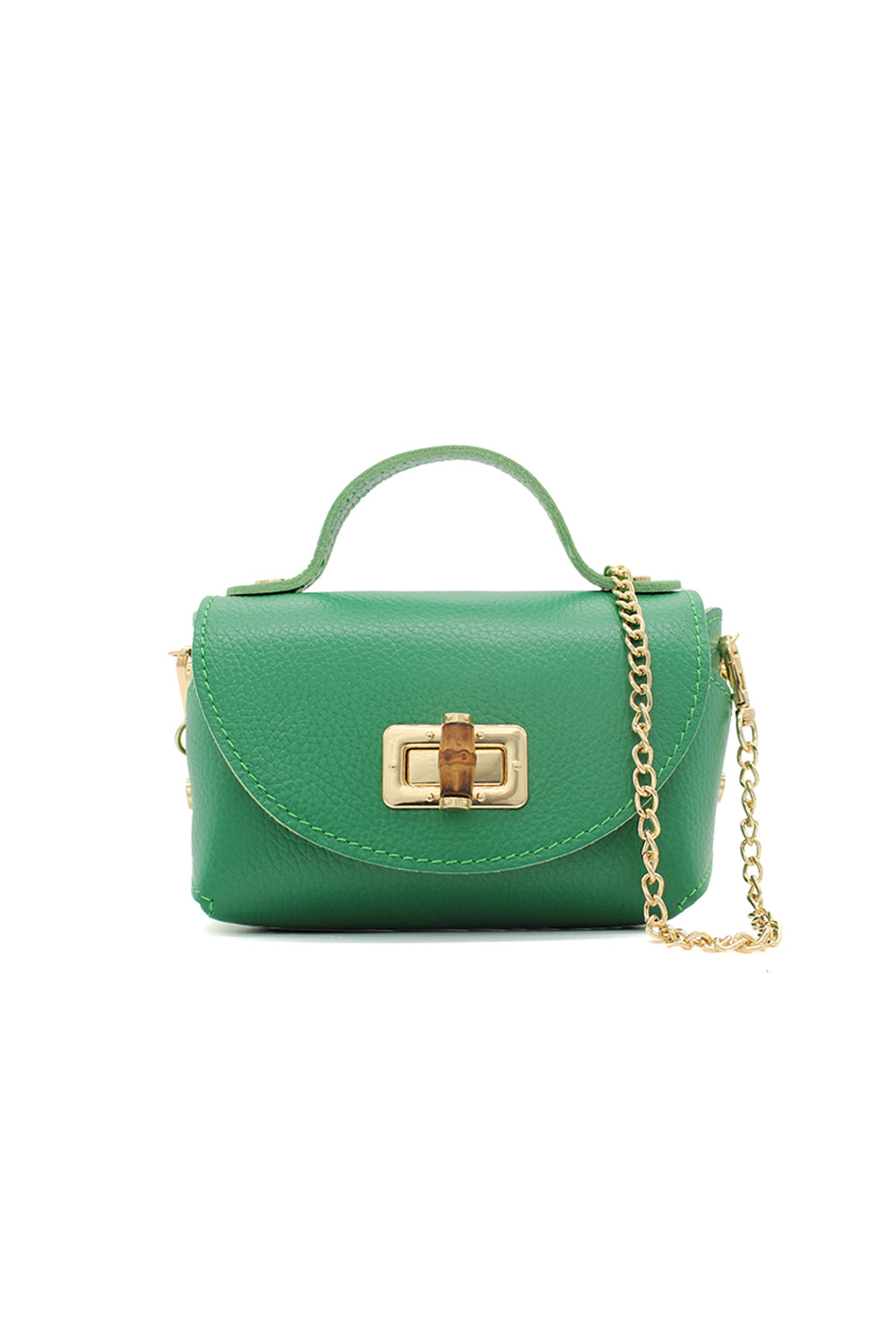 Genuine Italian Leather Crossbody Bag with Chain Strap and Twist Lock Closure image 11