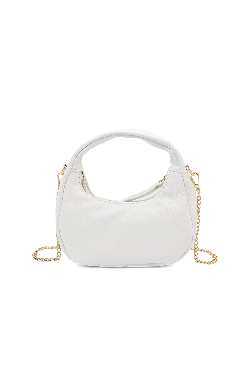Chic Genuine Italian Leather Crossbody Bag with Elegant Chain Strap - White image