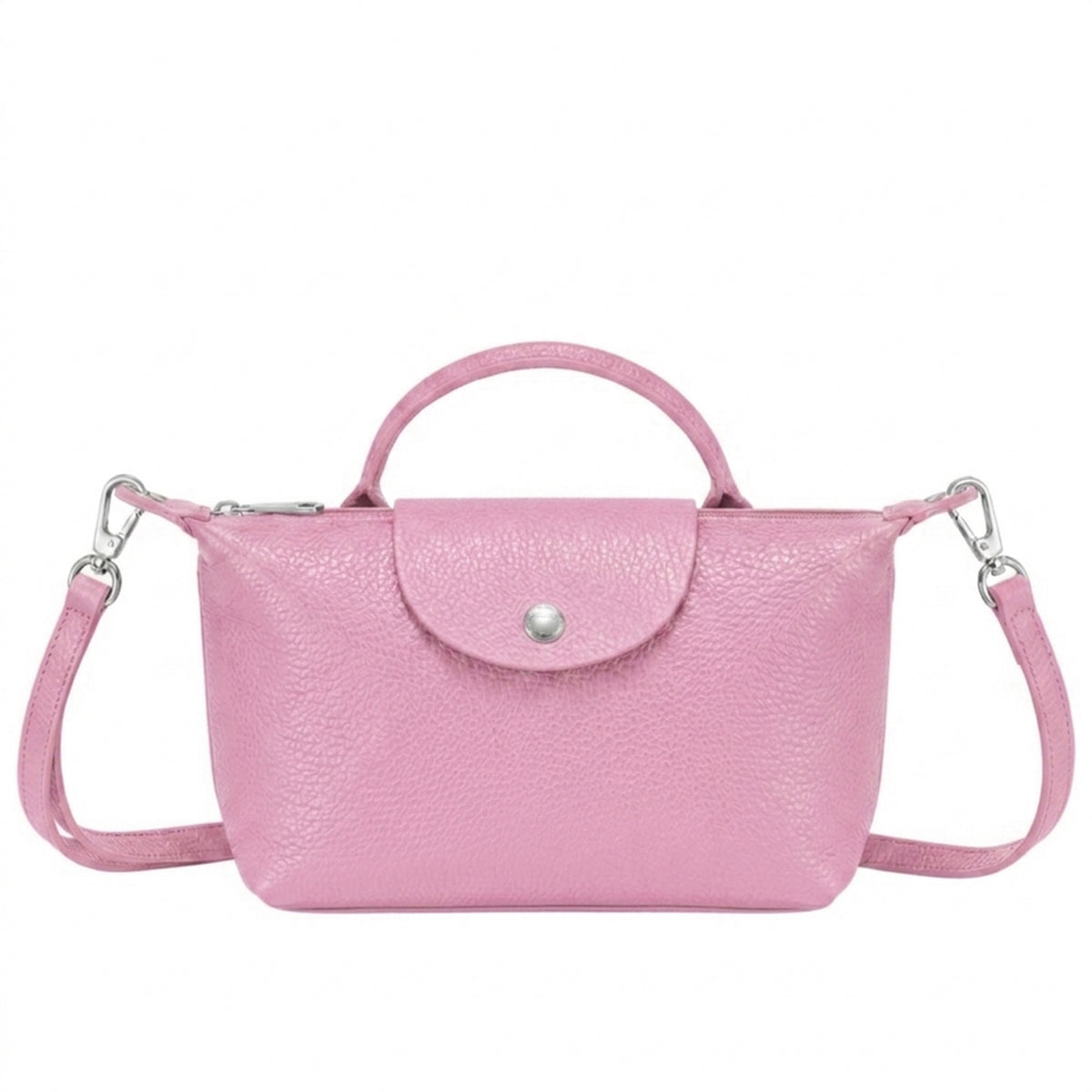 Italian Leather Top Handle Mini Crossbody Shoulder Handbag - PINK image