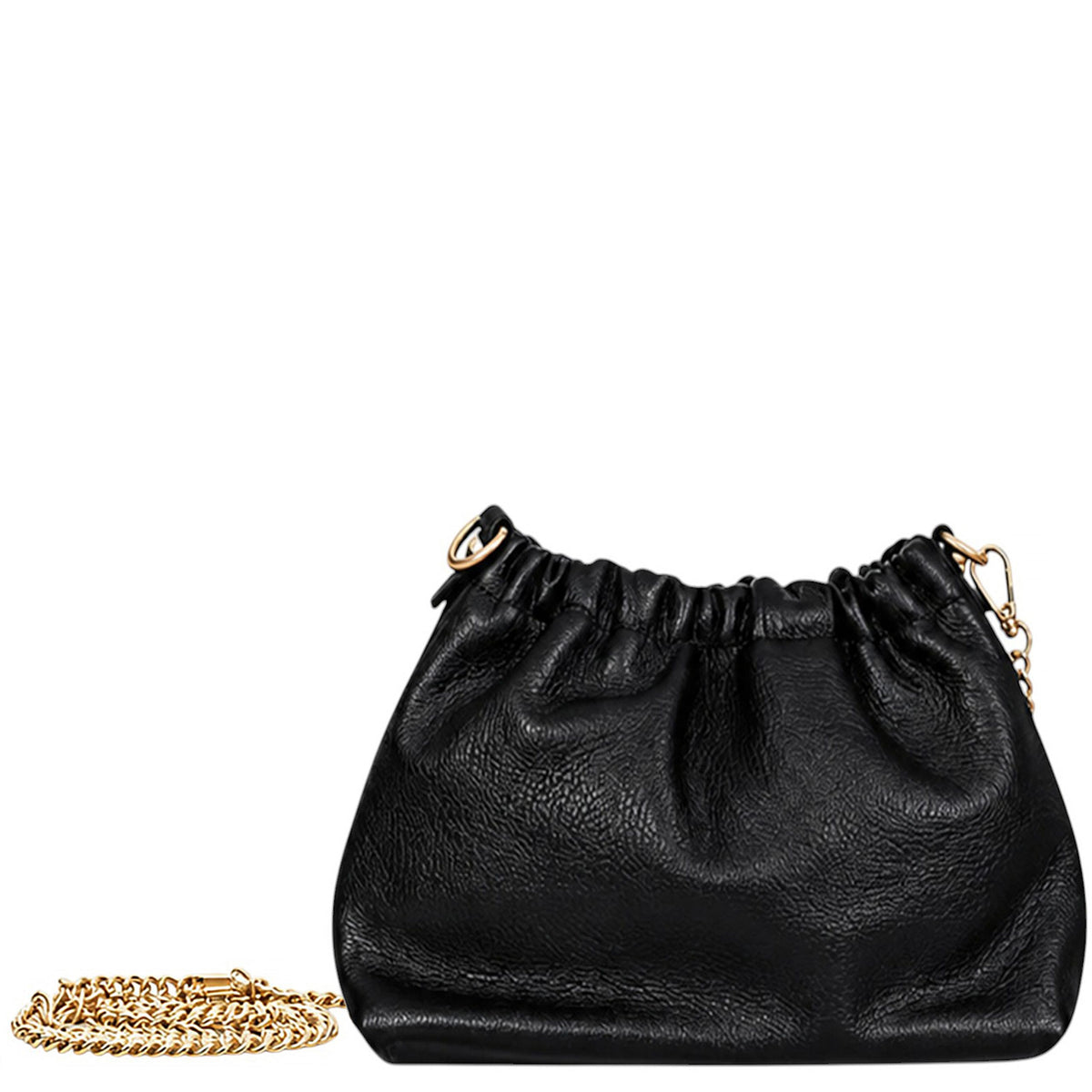 Elegant Genuine Italian Grained Leather Pouch Clutch Bag - BLACK image